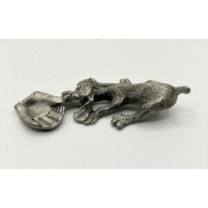 Pewter Puppy Dog Playing with‎ a Ball Glove Vintage 1980 by Philip Kraczkowski